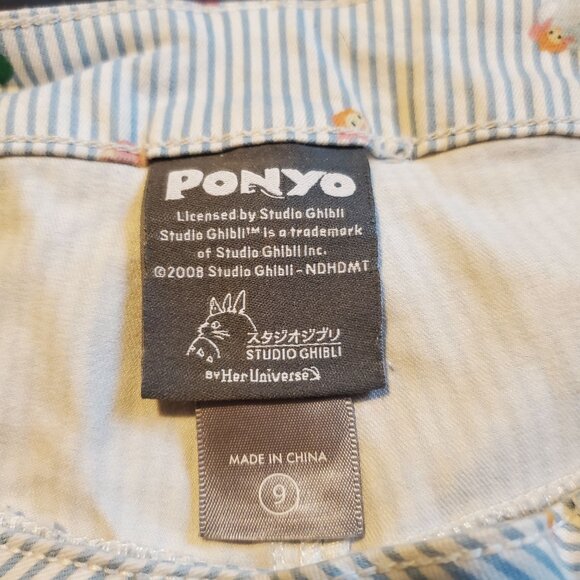 Studio Ghibli Ponyo Striped High-Waist Anime Her Universe Shorts - Picture 4 of 5